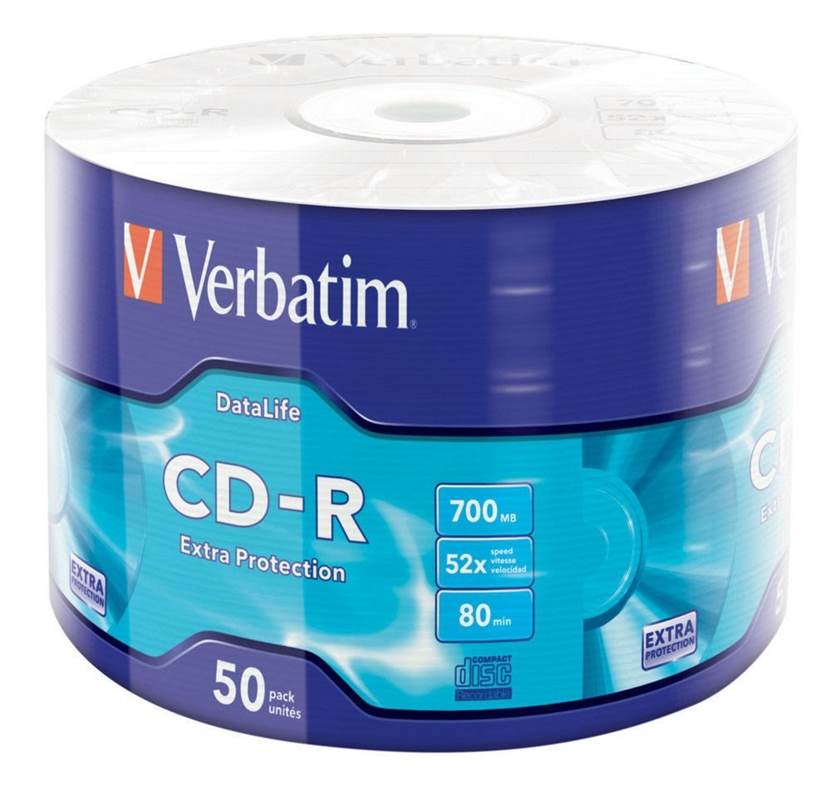 50 Verbatim CD-R Extra Protection 700MB 80 Minuti 52X (NUOVO