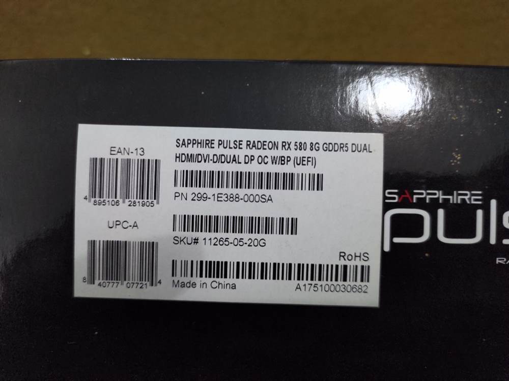 SAPPHIRE PULSE RADEON RX 580 8G GDDR5 DUAL HDMI/DVI-D/DUAL D