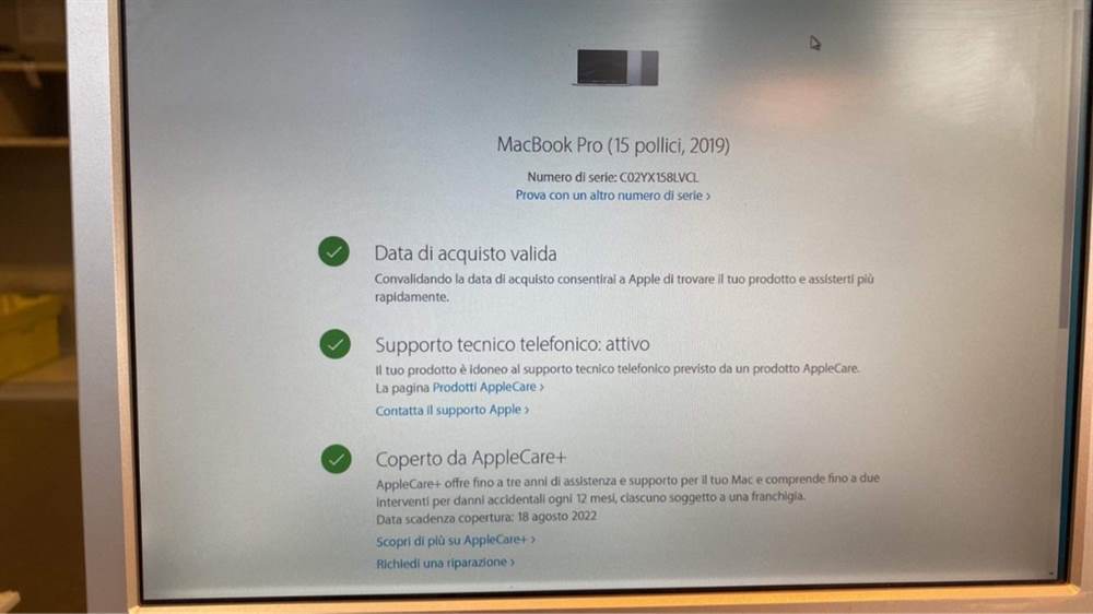 MacBook Pro fine 2019 15 Pollici