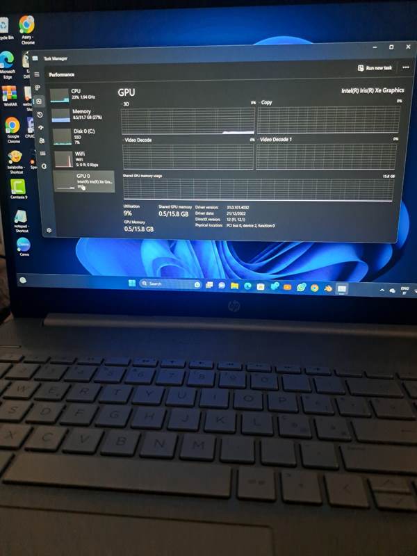 Hp 15s fq i7-1255u, 32gb, 512gb
